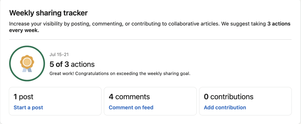 LinkedIn Weekly Sharing Tracker
